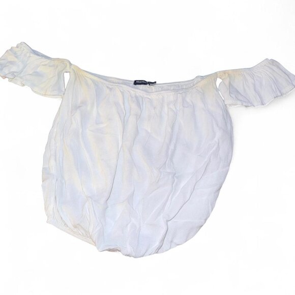 Brandy Melville white crop flutter sleeve top - Picture 1 of 3